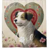 カスタム犬ラブポープリントハート写真パーソナライズされた シャワーカーテン (正面)