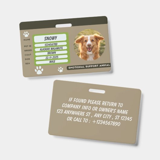 カスタム犬写真ペットIDカードバッジ バッジ (正面＆裏面)