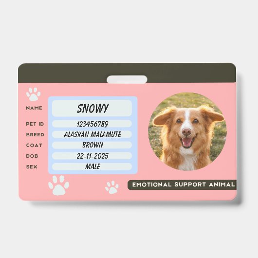 カスタム犬写真ペットIDカードバッジ バッジ (正面)