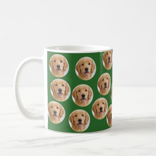 カスタム犬写真 | かわいいグリーンのオリジナルデザイン コーヒーマグカップ (左)