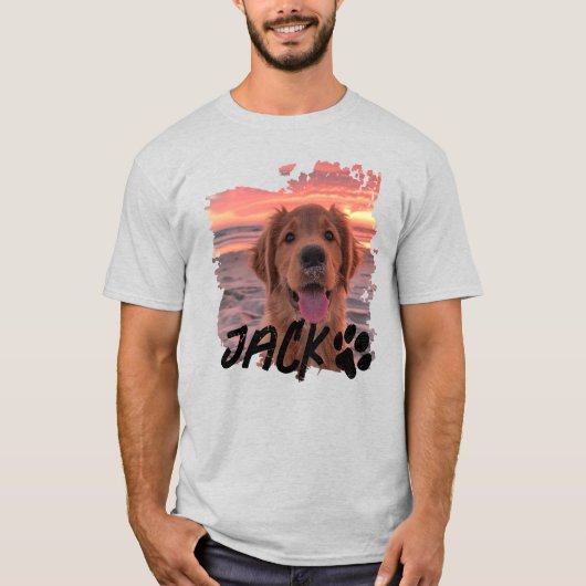 カスタム犬写真Tシャツ - 名前入りペットTシャツ Tシャツ (正面)