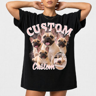 カスタム犬海賊版フォトコラージュ、ヴィンテージ動物 Tシャツ