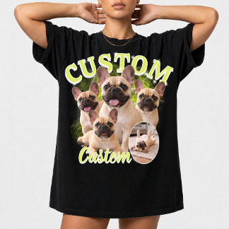 カスタム犬海賊版フォトコラージュ、ヴィンテージ動物 Tシャツ
