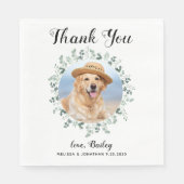 カスタム犬結婚の写真ありモダン スタンダードランチョンナプキン (正面)