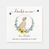 カスタム犬結婚の飲み物私の黄色ラブラドール スタンダードカクテルナプキン (正面)