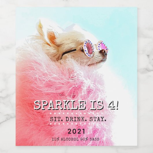 カスタム犬誕生日フォト文字 |ペットの星 ワインラベル (シングルラベル)