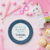 カスタム犬誕生日ブルーポープリントパピーペット ペーパープレート (パーティー)