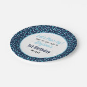 カスタム犬誕生日ブルーポープリントパピーペット ペーパープレート (アングル)