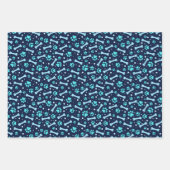 カスタム犬誕生日ブルーポープリントパピーペット ラッピングペーパーシート (正面)