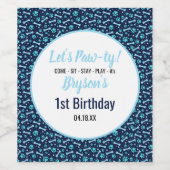 カスタム犬誕生日ブルーポープリントパピーペット ワインラベル (シングルラベル)