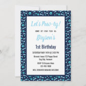 カスタム犬誕生日ブルーポープリントパピーペット 招待状 (正面)