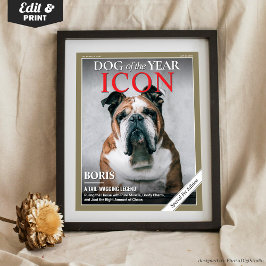 カスタム犬雑誌表紙テンプレート ペットポートレート  ポスター