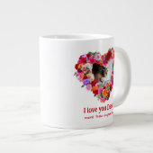 カスタム犬・猫・ペット写真父の日のバラハート ジャンボコーヒーマグカップ (正面右)
