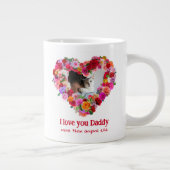 カスタム犬・猫・ペット写真父の日のバラハート ジャンボコーヒーマグカップ (右)