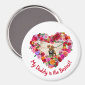 カスタム犬・猫・ペット写真父の日のバラハート マグネット (正面/裏面)