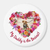 カスタム犬・猫・ペット写真父の日のバラハート マグネット (正面)