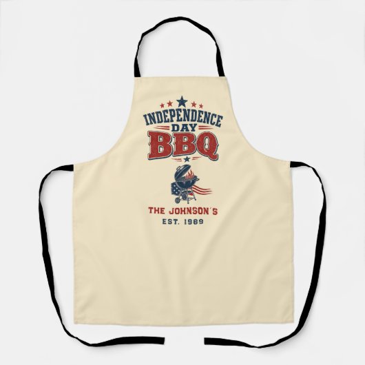 カスタム独立記念日BBQベージュファミリー エプロン (正面)