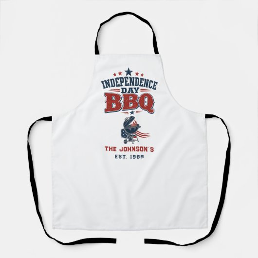 カスタム独立記念日BBQ家族 エプロン (正面)