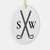 カスタム独自のゴルフテーマを作成モノグラムの セラミックオーナメント (右)