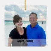 カスタム独自のフォトデスティンビーチ傘 セラミックオーナメント (裏面)