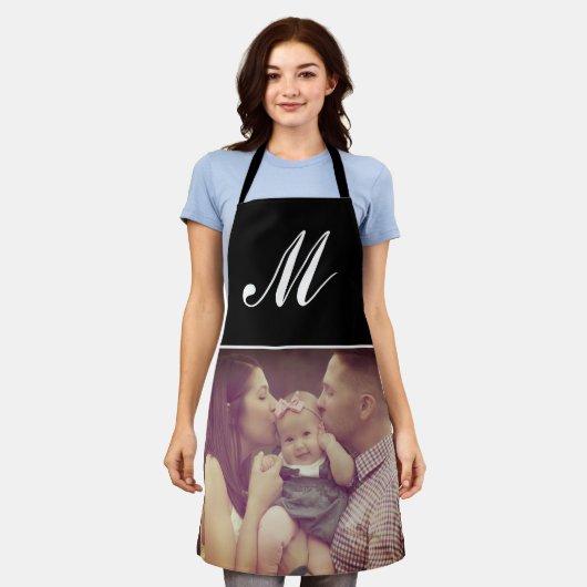 カスタム独自のフォトモノグラムイニシャルの作成はっきりした エプロン (着用した状態)