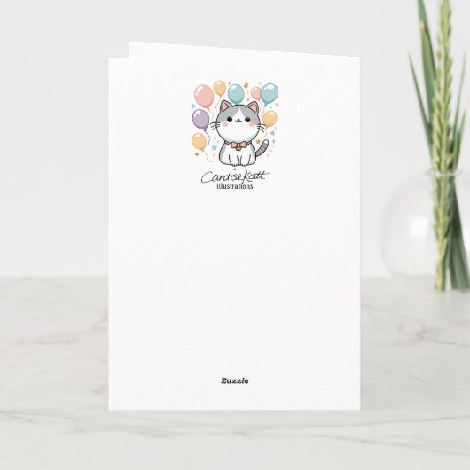 カスタム猫およびカラフル誕生日 カード (裏面)