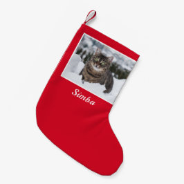カスタム猫の写パーソナライズされた真 スモールクリスマスストッキング