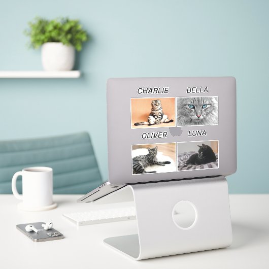 カスタム猫の写真と猫の名前のペットパーソナライズされたさん シール (デスク上のノートパソコン)