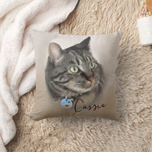 カスタム猫の写真のパーソナライズされた画像 クッション (ブランケット)