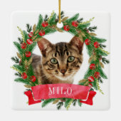 カスタム猫の写真 セラミックオーナメント (裏面)