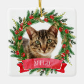 カスタム猫の写真 セラミックオーナメント (正面)