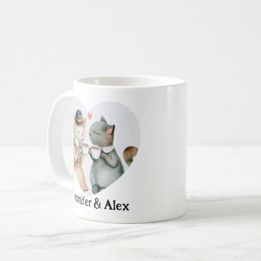 カスタム猫の名前パーソナライズされた コーヒーマグカップ (正面左)