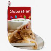 カスタム猫の名前(写真) スモールクリスマスストッキング (正面)