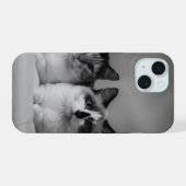 カスタム猫の肖像画 iPhone 15 スリムフィットケース 15ケース (裏面横)