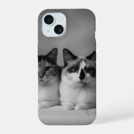 カスタム猫の肖像画 iPhone 15 スリムフィットケース 15ケース