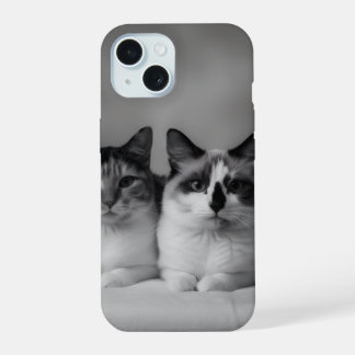 カスタム猫の肖像画 iPhone 15 スリムフィットケース 15ケース