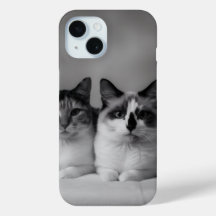 カスタム猫の肖像画 iPhone 15 スリムフィットケース