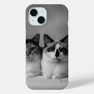 カスタム猫の肖像画 iPhone 15 スリムフィットケース 15ケース