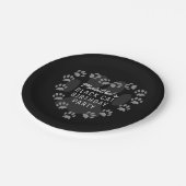 カスタム猫の誕生日パーティーポープリントハートブラック ペーパープレート (アングル)