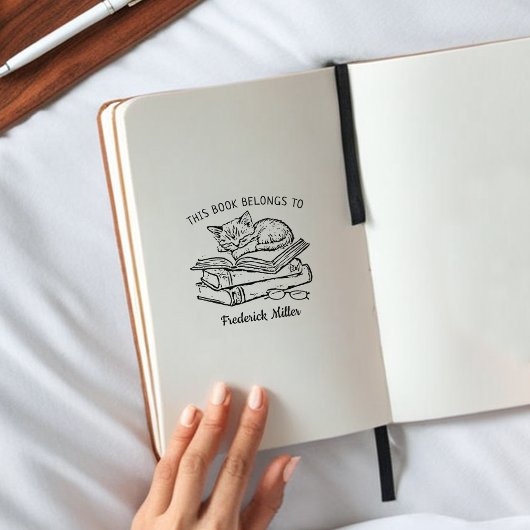 カスタム猫スリープ蔵書票 ラバースタンプ