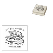 カスタム猫スリープ蔵書票 ラバースタンプ (押印)