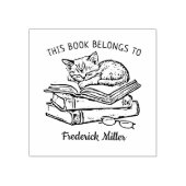 カスタム猫スリープ蔵書票 ラバースタンプ (インプリント)