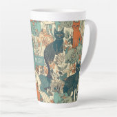 カスタム猫パターン カフェラテマグ (右アングル)