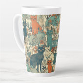 カスタム猫パターン カフェラテマグ (左アングル)