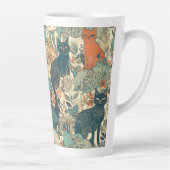 カスタム猫パターン カフェラテマグ (右)