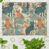 カスタム猫パターン キッチンタオル (折り畳み)