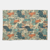 カスタム猫パターン キッチンタオル (横)