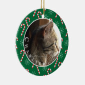カスタム猫フォトキャンディーキャンズフレームグリーンオーナメント セラミックオーナメント (右)