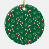 カスタム猫フォトキャンディーキャンズフレームグリーンオーナメント セラミックオーナメント (裏面)