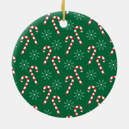 カスタム猫フォトキャンディーキャンズフレームグリーンオーナメント セラミックオーナメント (裏面)